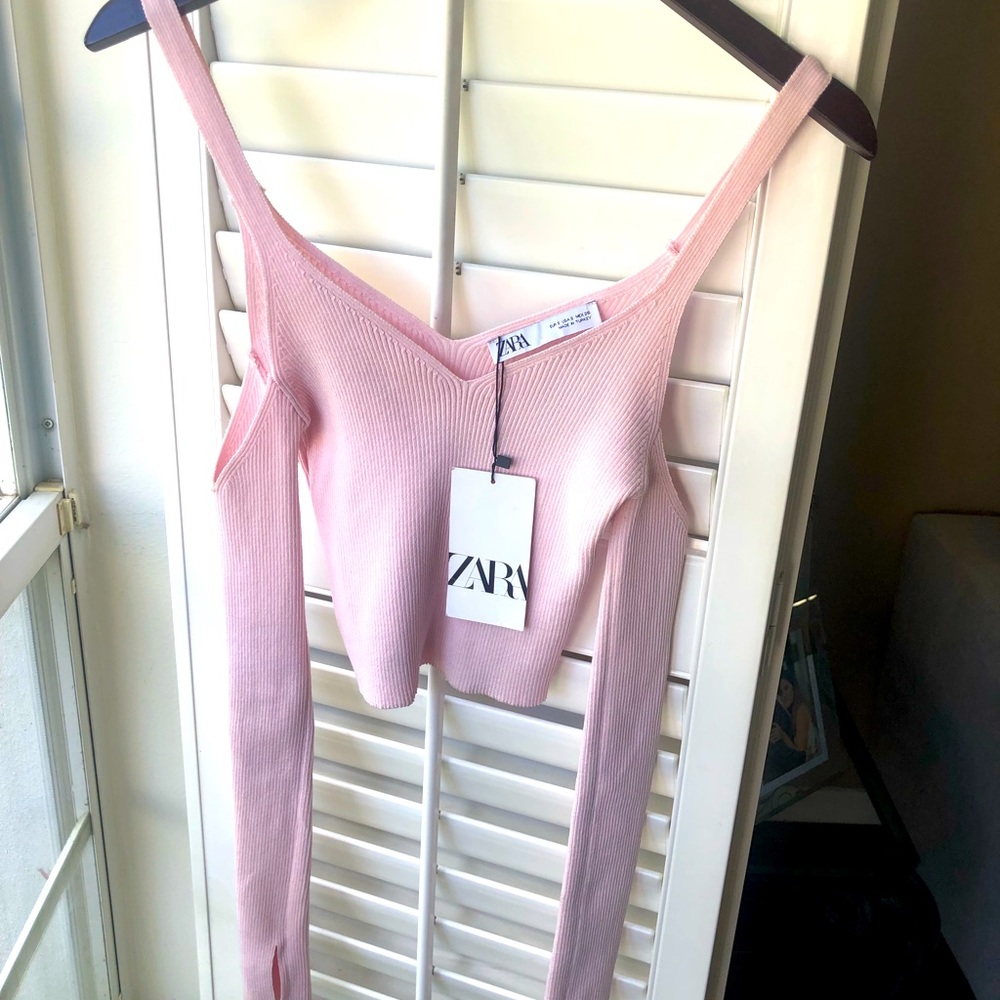 Zara Long Sleeve Off-Shoulder Crop Top